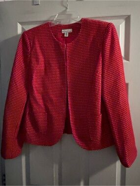 Kim Rogers Red Textured Collarless Blazer